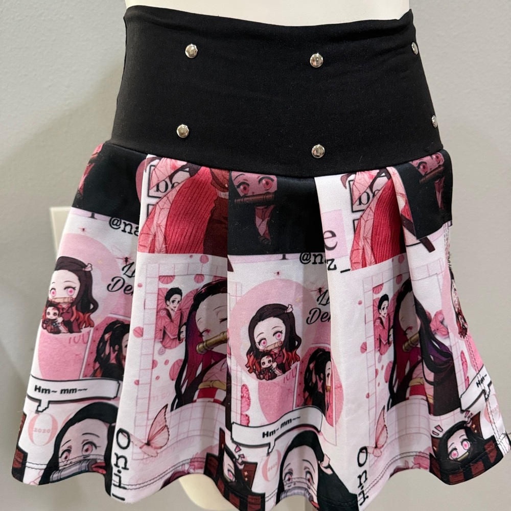 EUC Demon Slayer Print Black and Pink Skort